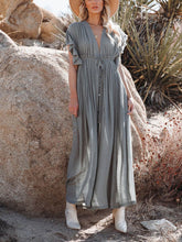 Carica l&#39;immagine nel visualizzatore di Gallery, Button Cotton Linen Perfect Beach Boho Maxi Dress