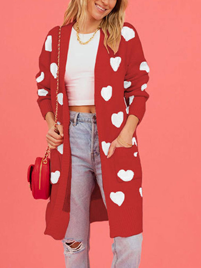 Cardigan tricoté en forme de cœur pour la Saint-Valentin