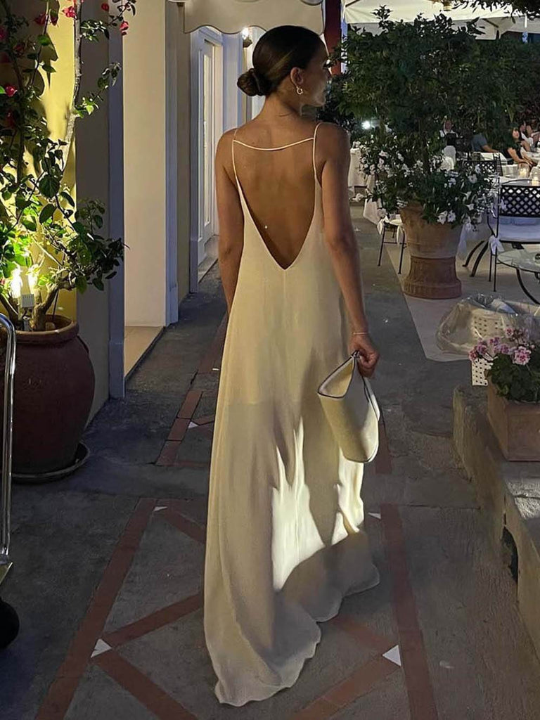 Elegant Hollow Backless Maxi Dress