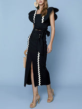 Indlæs billede til gallerivisning Elegant Contrast High Waist Open Front Skirt