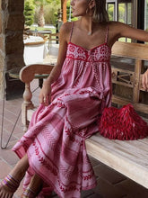 Laden Sie das Bild in den Galerie-Viewer, Ethnic Style Crochet Patchwork Knitted Slip Maxi Dress