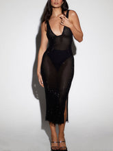 Load image into Gallery viewer, Black Sequin Midi Dress