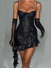 Load image into Gallery viewer, Ruffled Sequin Mini Dress