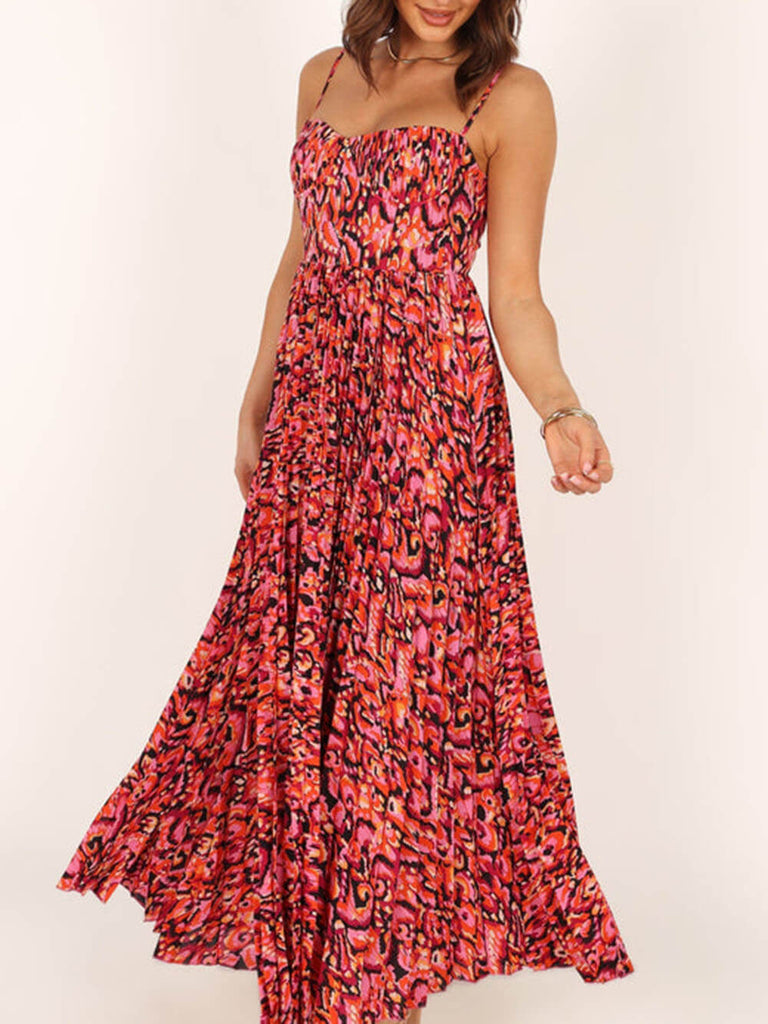 Fashionable Summer Sunshine Pleated Maxi Dress