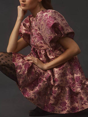 Short-Sleeve Babydoll Mini Dress