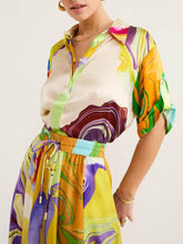 Carregar imagem no visualizador da galeria, Modern Printed Satin Blouse and Skirt Set