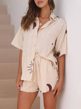 Laden Sie das Bild in den Galerie-Viewer, Casual Shirt Short-Sleeved Printed Home Two-Piece Set