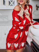 Görseli Galeri görüntüleyiciye yükleyin, Hollow Out Hole Heart Sweater Dress