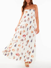 Load image into Gallery viewer, Unique Shell Conch Print Pleated Pockets Lightweight Maxi Dress