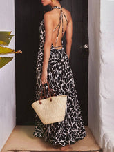 Carica l&#39;immagine nel visualizzatore di Gallery, Polka Dots Print Back Lace-Up Swing Maxi Dress