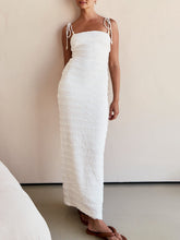 Load image into Gallery viewer, Patchwork Trim Holiday Strappy Maxi Dress