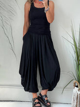 Lataa kuva Galleria-katseluun, Elastic Waist Pocketed Harem Style Loose Pants