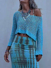 Carregar imagem no visualizador da galeria, Hollow Crop Knit Cover Up Top