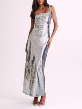 Load image into Gallery viewer, Sequin Cut Out Maxi Dress