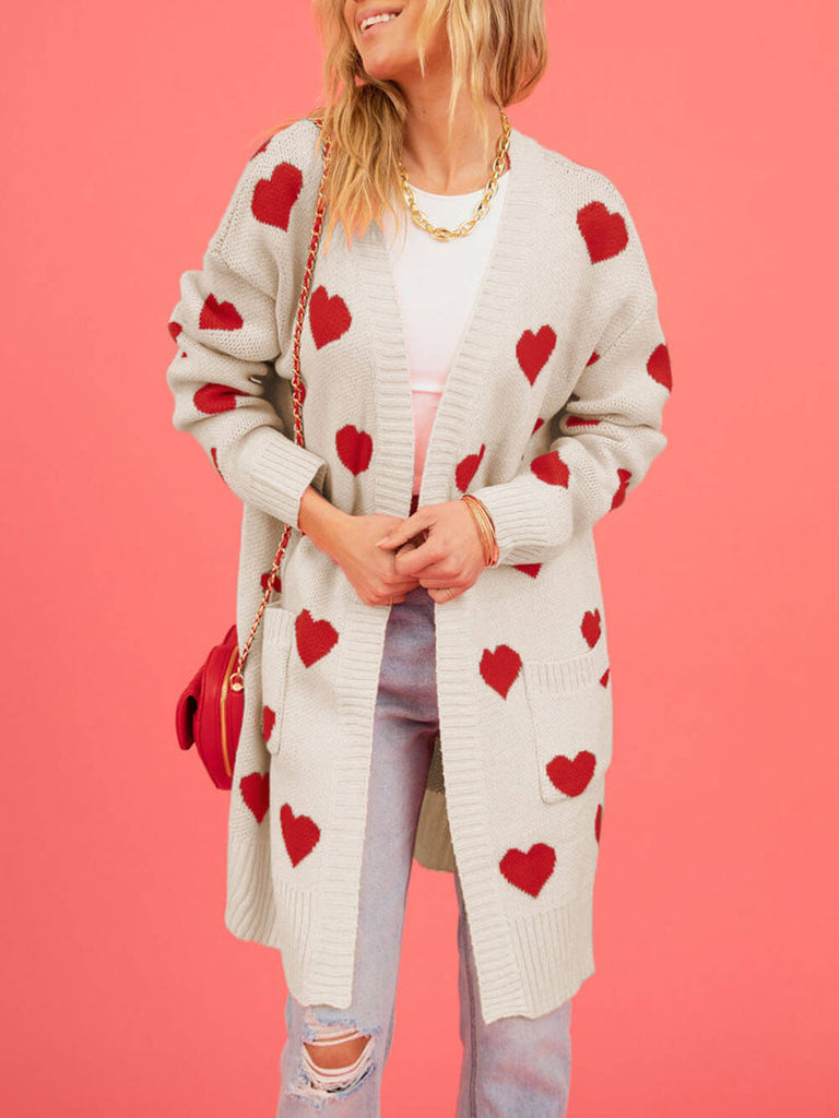 Cardigan tricoté en forme de cœur pour la Saint-Valentin