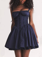 Load image into Gallery viewer, French Navy Corset Mini Dress