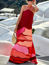 Load image into Gallery viewer, Summer Vacation Style Halter Neck Printed Backless A-Line Maxi Dress