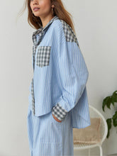 Load image into Gallery viewer, Sky Blue Loose Splice Pajama Set