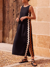 Load image into Gallery viewer, Side Wave Stripes Embellished Side Slit Loose Dress