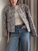 Load image into Gallery viewer, Metallic Silver Sequins Jacket