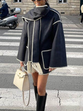 Carica l&#39;immagine nel visualizzatore di Gallery, Draped Fringed Blend Jacket With Scarf