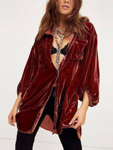 Carica l&#39;immagine nel visualizzatore di Gallery, Velvet Loose Balloon Sleeve Shirt