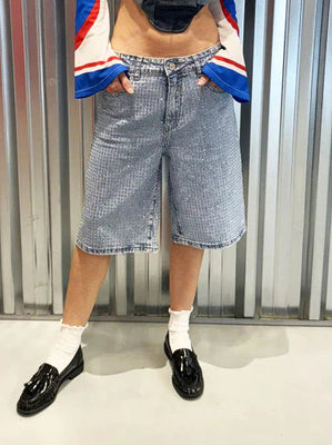 Light Blue Denim Sparkling Shorts