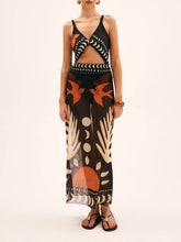 Load image into Gallery viewer, Unique Bird Print Mesh Cover Up Maxi Skirt