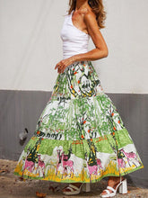 Laden Sie das Bild in den Galerie-Viewer, Printed Waist-High Hem Mid-Length Skirt