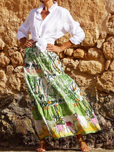 Laden Sie das Bild in den Galerie-Viewer, Printed Waist-High Hem Mid-Length Skirt