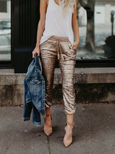 Load image into Gallery viewer, Sequined Elastic Waist Tie Trousers