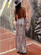 Carregar imagem no visualizador da galeria, Tie-dye Print Back Lace-up Stretch Maxi Dress