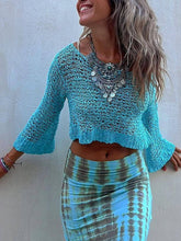 Carregar imagem no visualizador da galeria, Hollow Crop Knit Cover Up Top