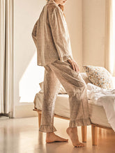 Load image into Gallery viewer, Rose ruffle patchwork loose pajama set