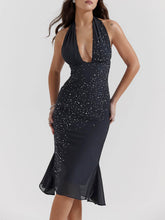 Load image into Gallery viewer, Midnight Embellished Midi Dress