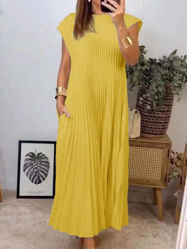 Elegant Stylish Sleeveless Pleated Maxi Dress