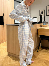 Carica l&#39;immagine nel visualizzatore di Gallery, Yellow And Blue Plaid Loose Patchwork Pajama Set