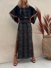 Load image into Gallery viewer, Ethnic Print Patchwork Side Lace-Up Maxi Skirt-Set