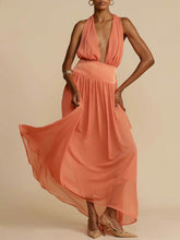 Carica l&#39;immagine nel visualizzatore di Gallery, Tulle Halter Neck Backless Maxi Dress