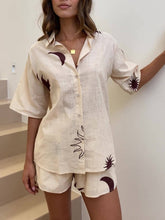 Lataa kuva Galleria-katseluun, Casual Shirt Short-Sleeved Printed Home Two-Piece Set