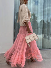 Indlæs billede til gallerivisning Elegant Tulle Stretch Waist Paneled Pleated Maxi Skirt