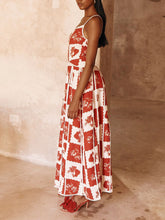 Load image into Gallery viewer, Floral Trim Unique Printed One Shoulder Flared Maxi Dress