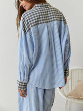 Load image into Gallery viewer, Sky Blue Loose Splice Pajama Set