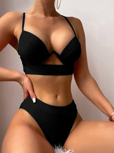 Indlæs billede til gallerivisning Solid Color Hollow Sexy Bikini Set