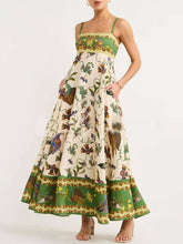 Lataa kuva Galleria-katseluun, Sun Drenched Unique Print Smocked Back Pocketed Dress