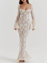 Indlæs billede til gallerivisning Vintage Cream Lace Maxi Dress