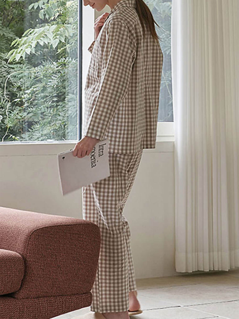 Plaid Print Loose Pajama Set