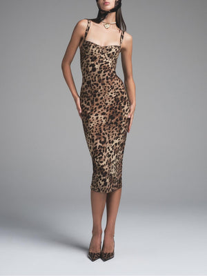 Leopard Print Body Midi Dress