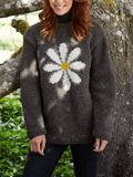 Vintage Daisy Pattern Sweater Bark