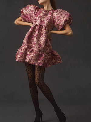 Short-Sleeve Babydoll Mini Dress